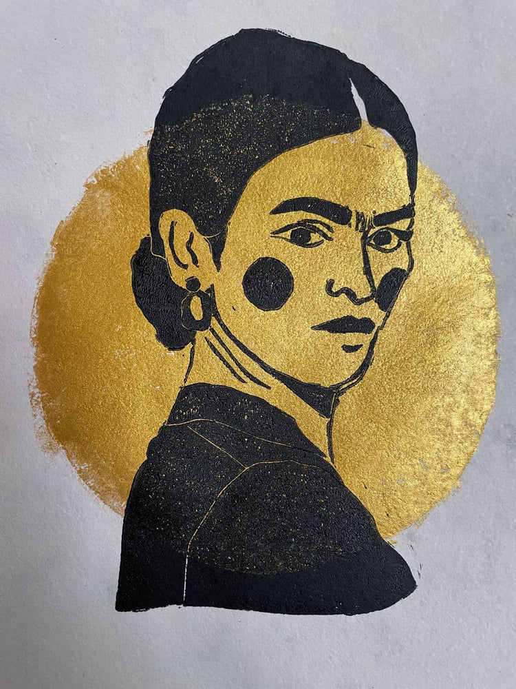 Arion Gastpar - Linoprint on Moulin handmade paper "Frida Gold"
