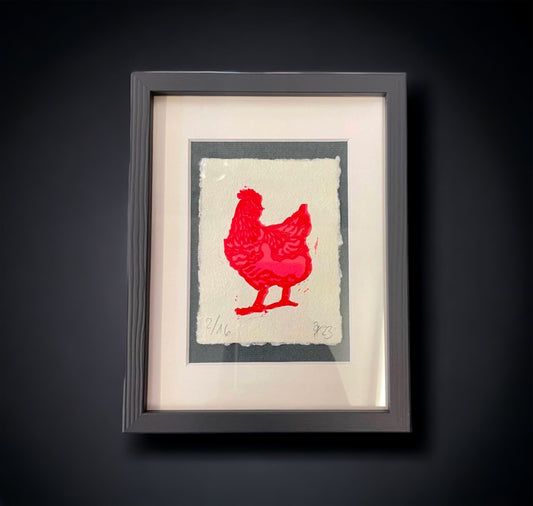 arion illustriert - Mini Linoldruck "Happy Chicken"