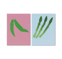 Laden Sie das Bild in den Galerie-Viewer, Jolanda Epprecht - Postkarten Zweierset „Erbse &amp; Spargel“
