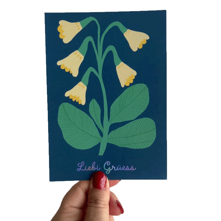 Jolanda Epprecht - Postkarte „Liebe Grüsse 1“ mit Holofolie