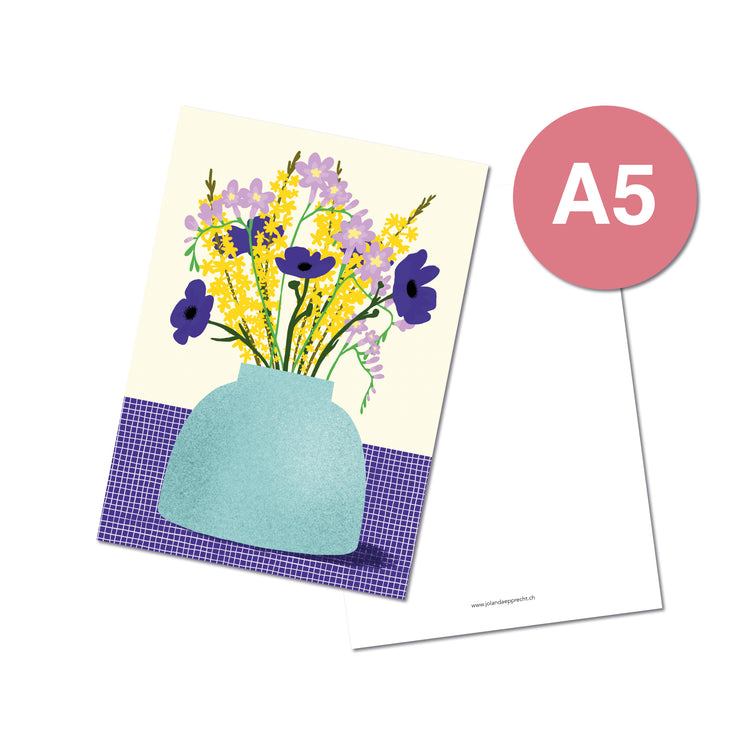 Jolanda Epprecht - Postkarte Extragross "Blaue Vase"