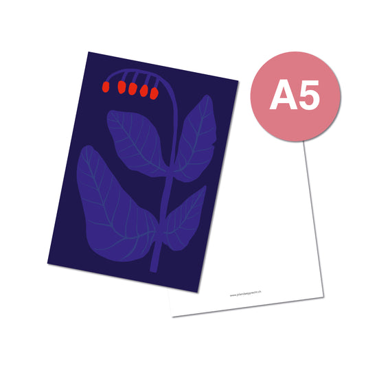 Jolanda Epprecht - Postkarte Extragross "Blume Blau Rot"