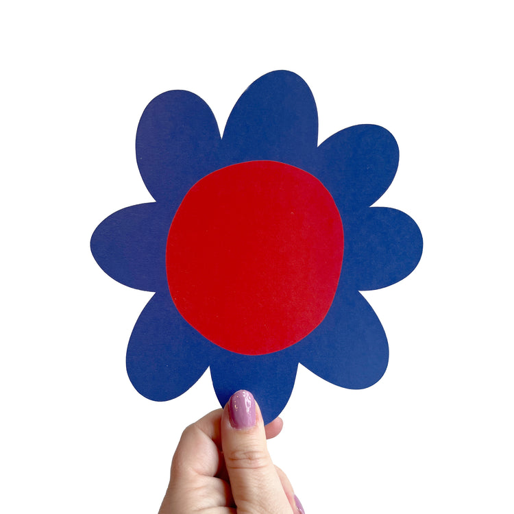 Jolanda Epprecht - Postkarte „Blume Blau-Rot“ mit Konturschnitt