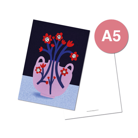 Jolanda Epprecht - Postkarte Extragross "Rosa Vase"