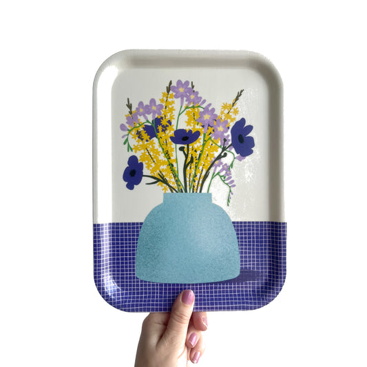 Jolanda Epprecht - Serviertablett "Blumen Violett-Gelb"