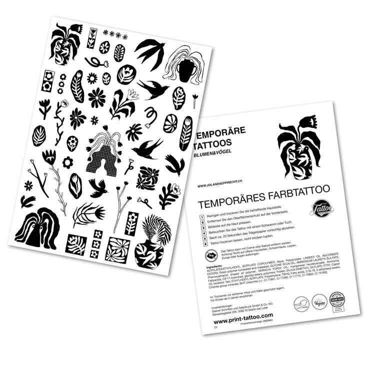 Jolanda Epprecht - Temporäre Tattoos „Vögel & Blumen“