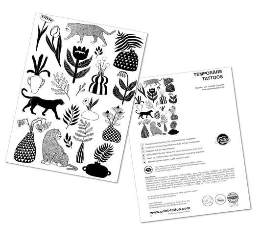 Jolanda Epprecht - Temporäre Tattoos "Katzen & Blumen"