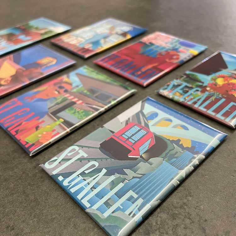 Clarissa Schwarz - Kühlschrank Magnet "St.Gallen Blaues Haus"