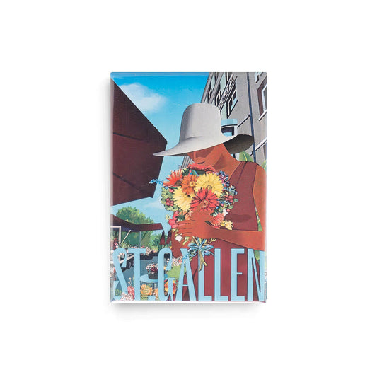 Clarissa Schwarz - Kühlschrank Magnet "St. Gallen Blumenmarkt"