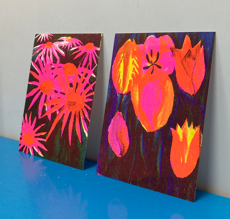 Anna Weber - Postcard set of 2 "Flowers"