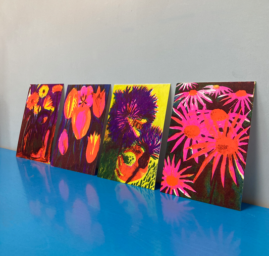 Anna Weber - Postcard set of 4 "Flowers"