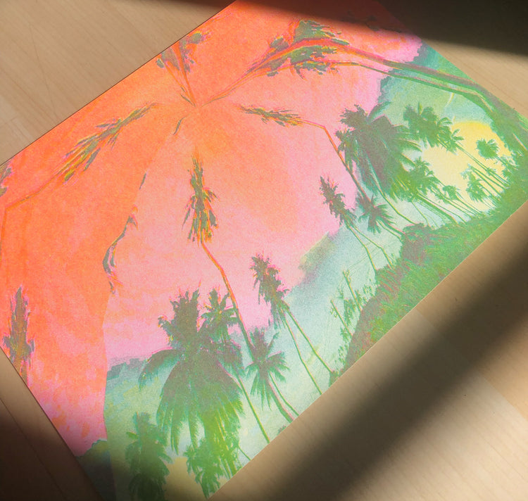 Aline Meier - Riso-Postkarte "LOST IN PARADISE"