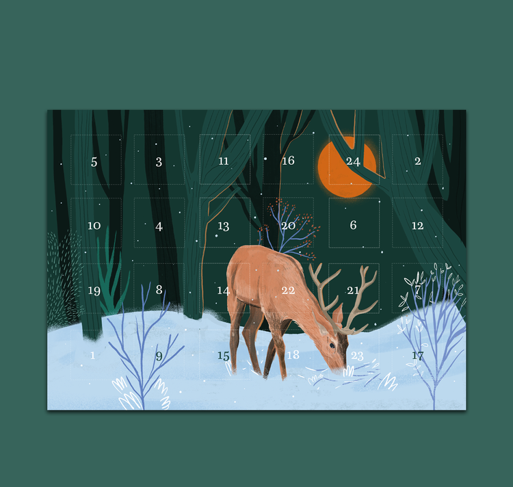 petrahilber - Adventskalender Postkarte "Hirsch"