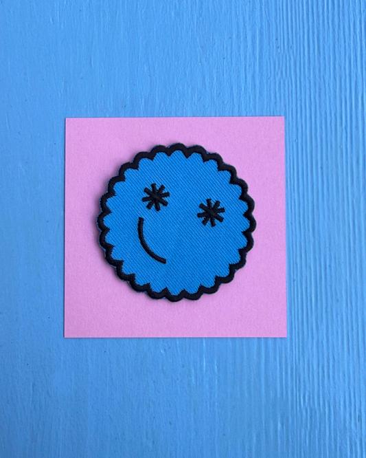 petrahilber - Bügelpatch "Smiley" (blau)