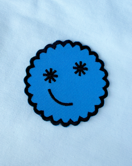 petrahilber - Bügelpatch "Smiley" (blau)