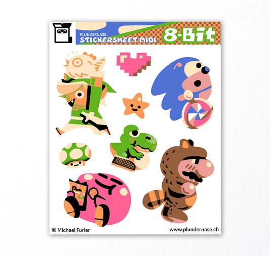 Plundernase - Stickerbogen "8bit”