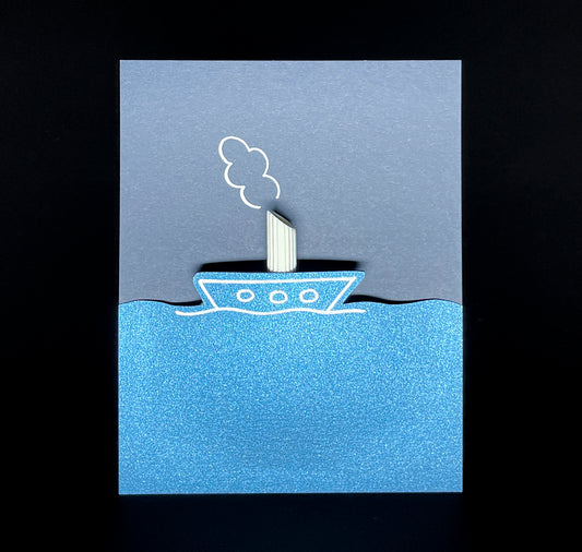 Studio Claywatch x Olivier Samter - Grusskarte handgezeichnet inkl. Keramik "Dampfernudel"