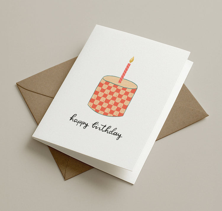 Pomba - Grusskarte "birthday cake rot-kariert"
