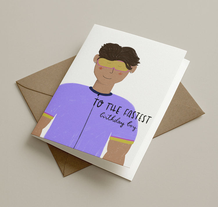 Pomba - Grusskarte "Fastest birthday boy"