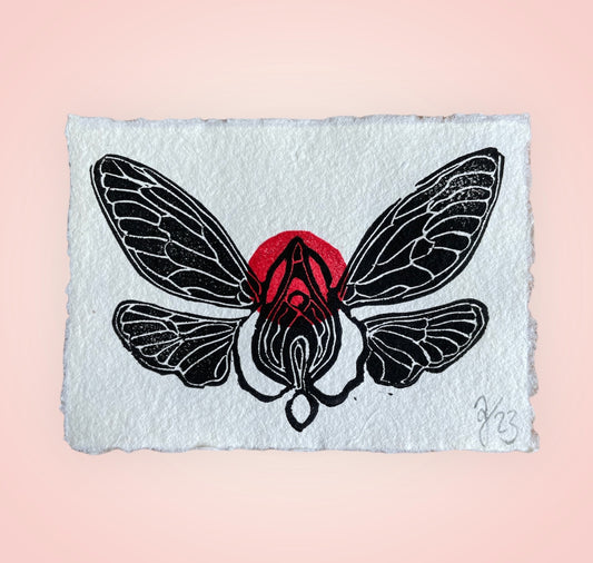 arion illustrato - mini stampa su linoleum "Vulvae Alis"