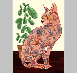 Eva Rust - Affiche "Chat tatoué" 