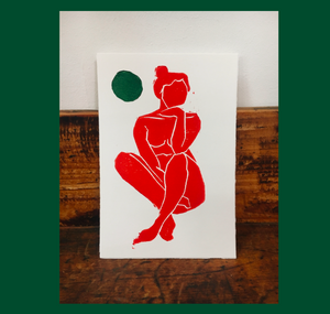 Arion Gastpar - Card Original Linoprint "Red Dora"