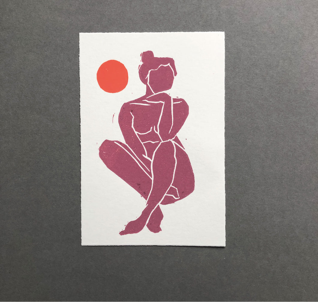 Arion Gastpar - Karte Original Linoldruck „Dora“ Pastel Edition