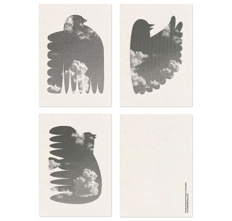 Clarissa Schwarz – Lot de 3 cartes postales "Oiseau"