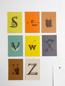 Hannes Oehen - Postkarten-Set "Tieralphabet" an 26 Karten