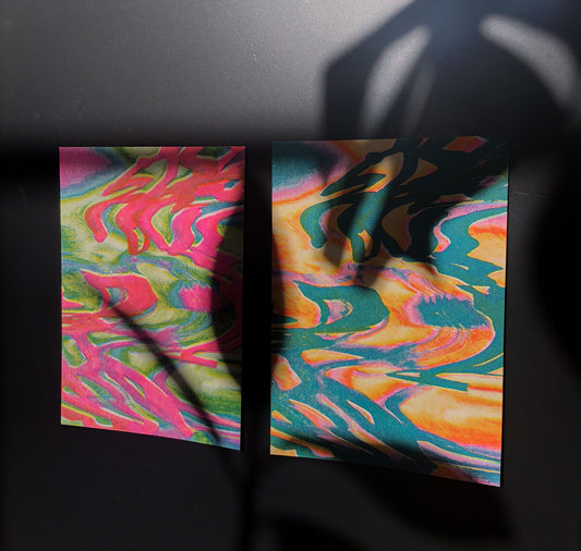 Aline Meier - Riso Postkarten A6 – 2er Set "COOL MELT"