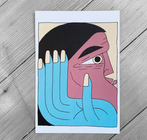 InsoMundo - Postkartenset "Red Face, Blue Hand"