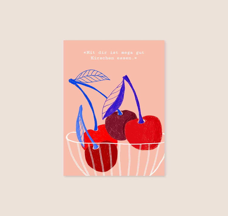 Hard times - postcard "Eating cherries"
