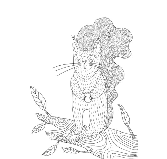 Lina Jule Sauter - Coloring picture "Squirrel with Nut" (Digital)