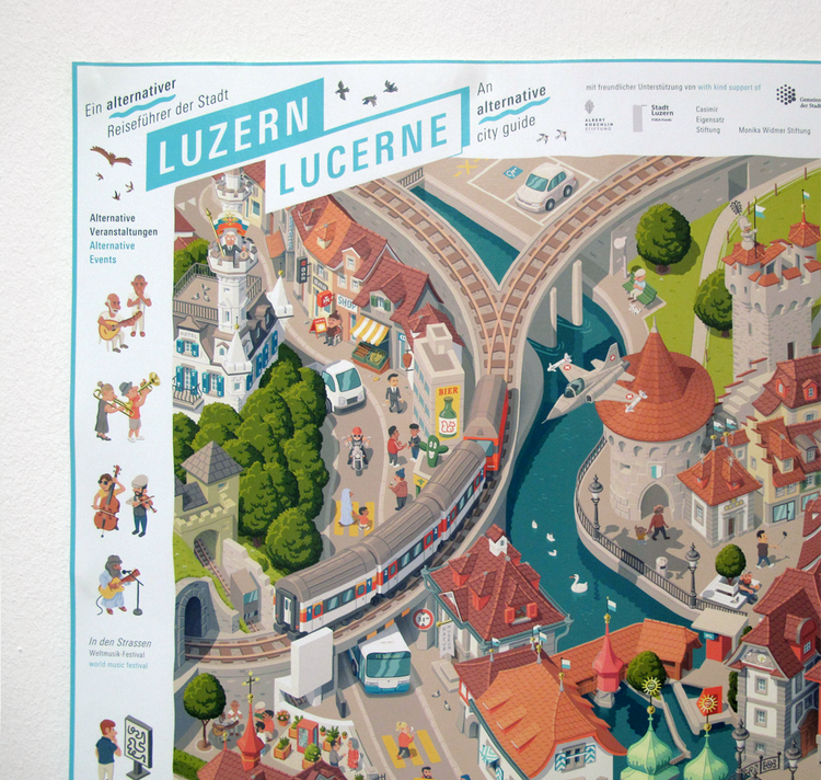 Micha Rindisbacher - Affiche "Lucerne - Un guide de voyage alternatif"