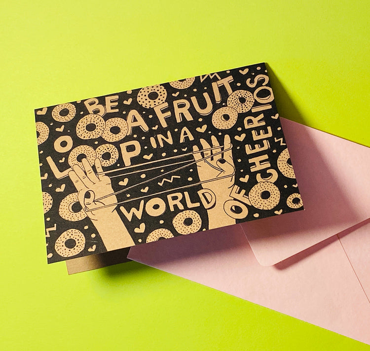 GINNY - Mini card "Sii un anello di frutta in un mondo di ciliegie"