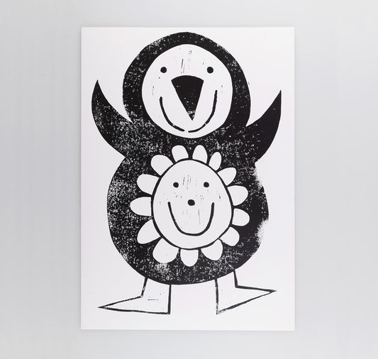 Nathan Tomaschett - Plakat "Pinguin Linoldruck"