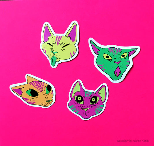 Yasmin König - Sticker set "Neon Cats"