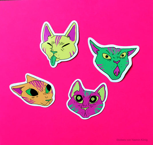 Yasmin König - Stickerset „Neon Cats"