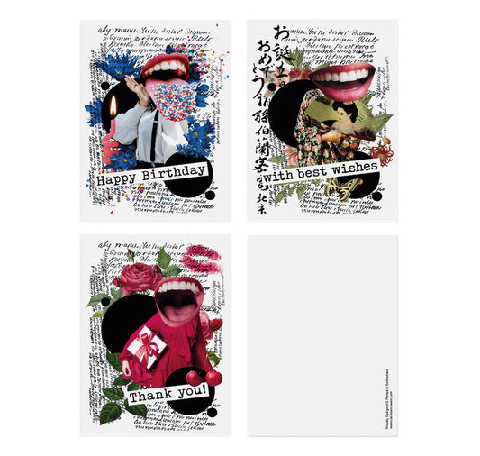 Clarissa Schwarz - 3er Postkarten Set "Collage"