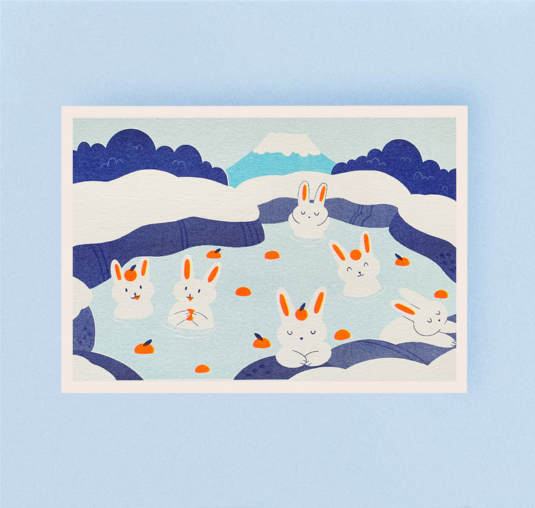 Laura LOW - Plakat "Rabbit in an onsen"
