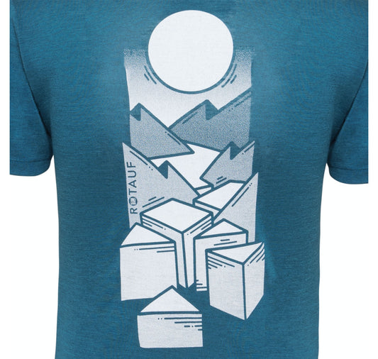 ROTAUF x Drü Egg - T-shirt homme en soie mérinos (pétrole)