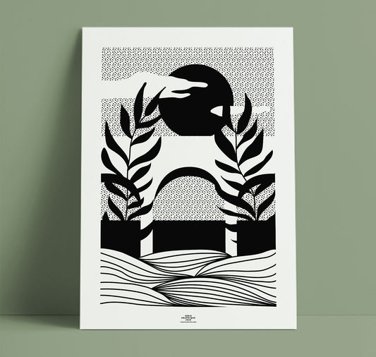 Chantal Wyss - Silkscreen Poster Black – Serié Graphique 01 – Bridge 01 
