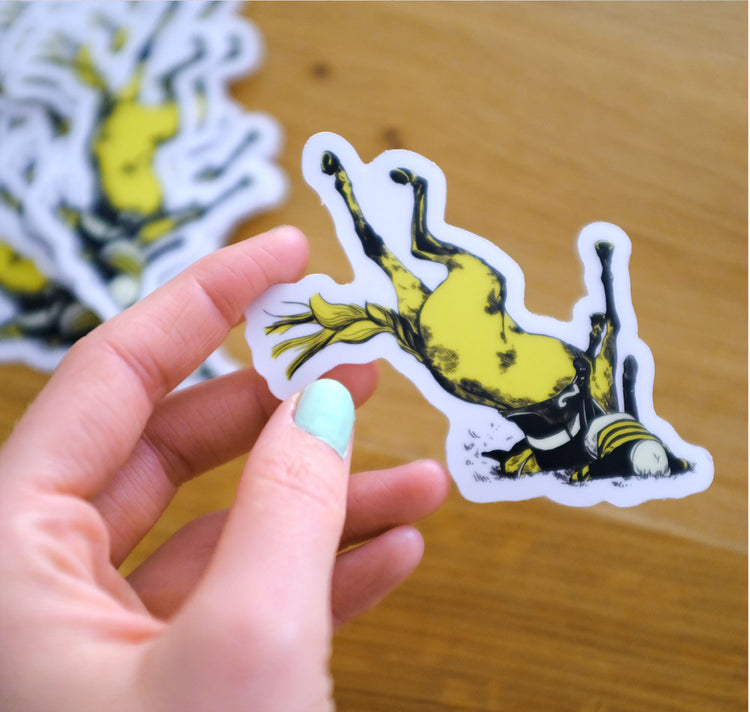 Amélie Cochet - Sticker "Jockey et Cheval" (jaune)