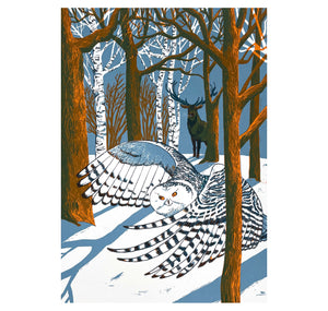 Andrea Peter - Siebdruckkarte "Schneeeule"