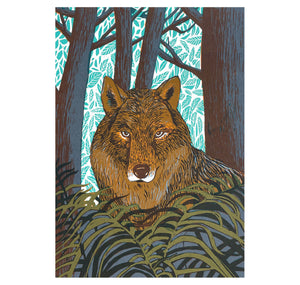 Andrea Peter - Siebdruckkarte "Wolf"