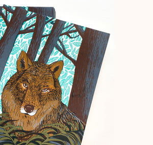 Andrea Peter - Siebdruckkarte "Wolf"