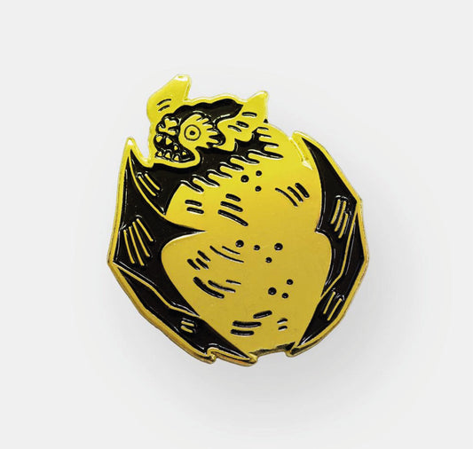 Takelwerk - Pin "Fledermaus mit Mond Messing/Gold"