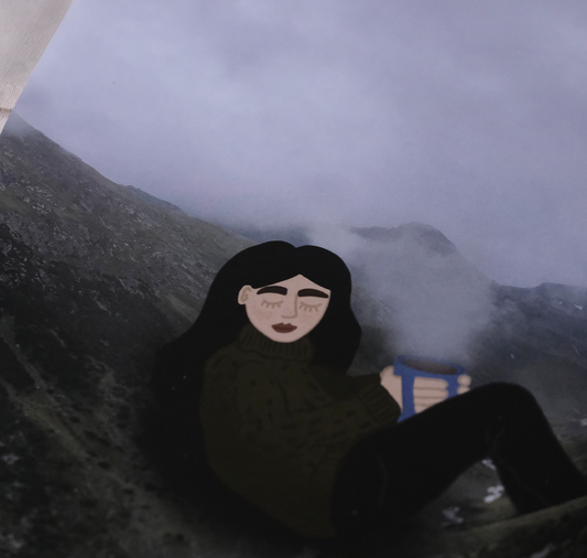 Talinolou - Poster "ragazza della montagna nebbiosa"