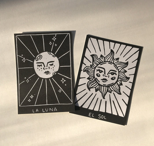 Talinolou - ensemble de cartes postales "el sol / la luna"