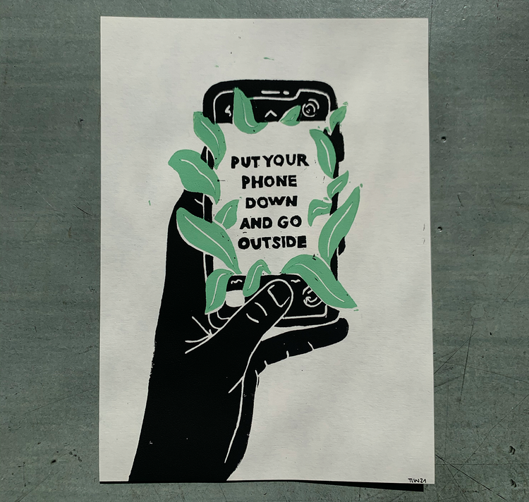Talinolou - Affiche "Posez votre téléphone et sortez"
